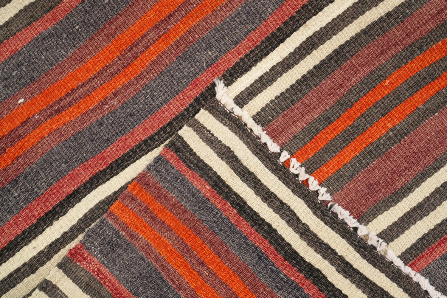 Vegetable Dye Kilim Striped Wool Area Rug 5x11