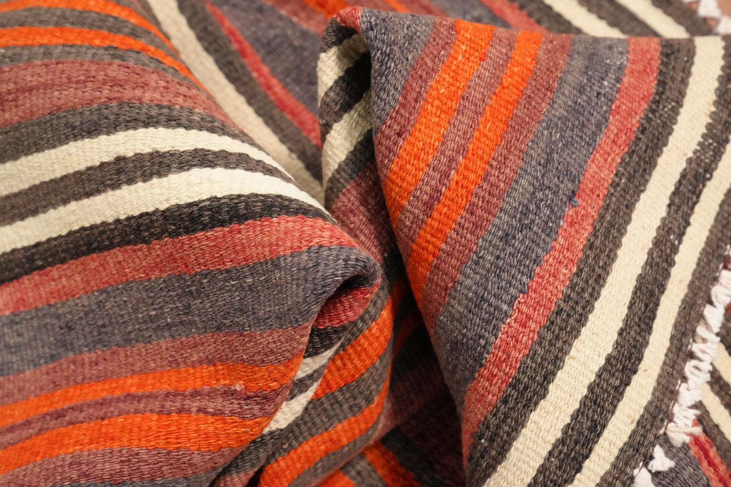 Vegetable Dye Kilim Striped Wool Area Rug 5x11