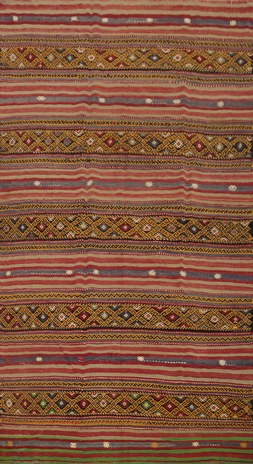 Vegetable Dye Kilim Turkish Area Rug 6x9