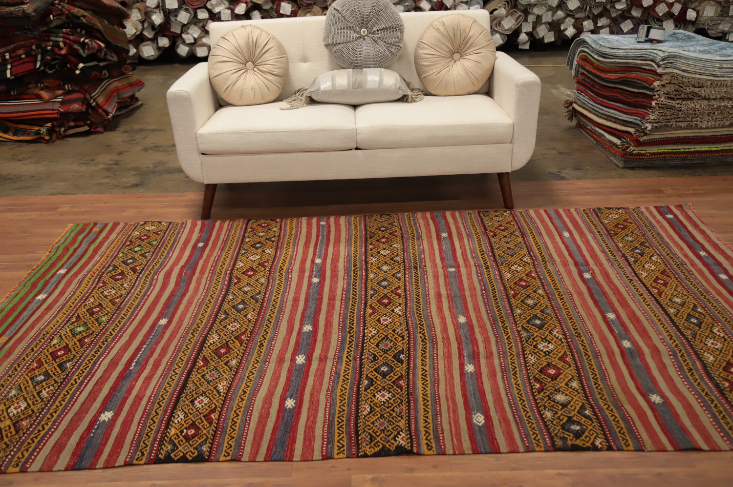 Vegetable Dye Kilim Turkish Area Rug 6x9