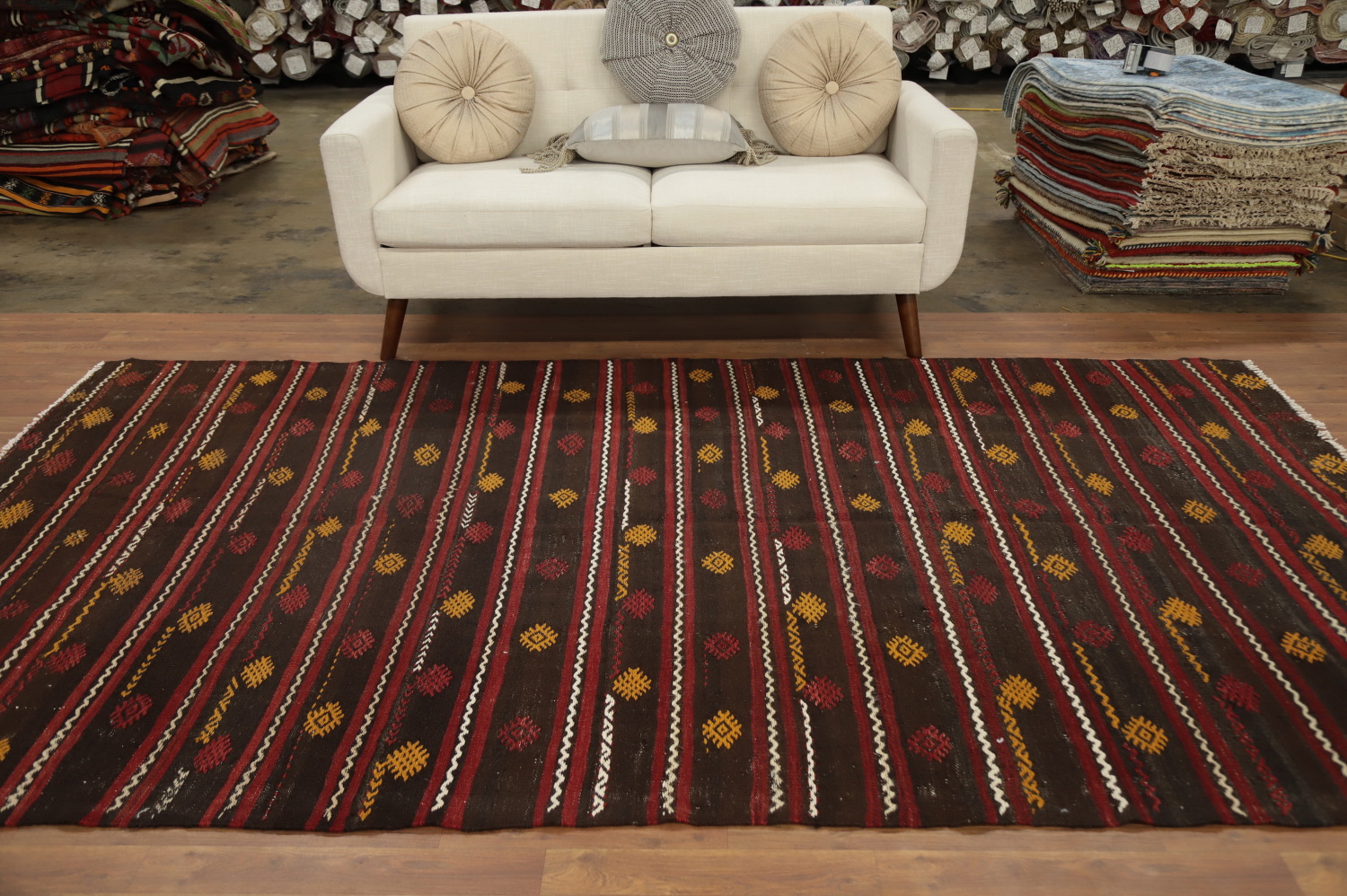 Vegetable Dye Kilim Turkish Area Rug 6x10