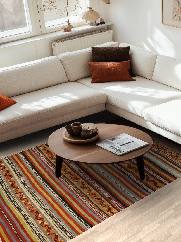 Vegetable Dye Kilim Turkish Area Rug 5x8