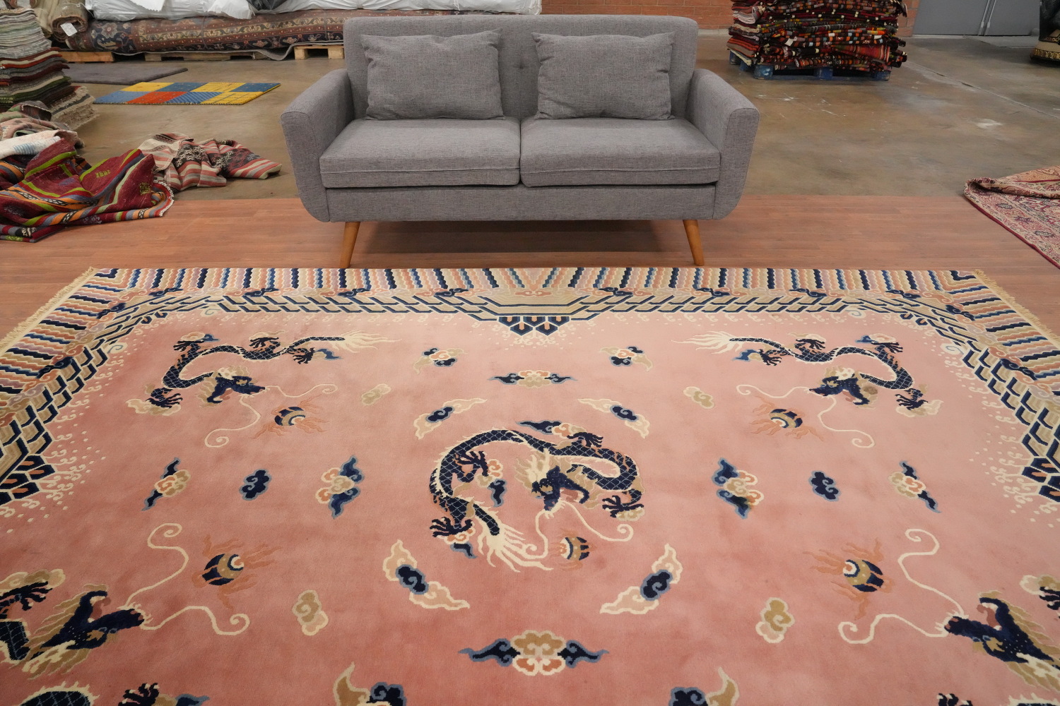 Vegetable Dye Art Deco Chinese Area Rug 8x11