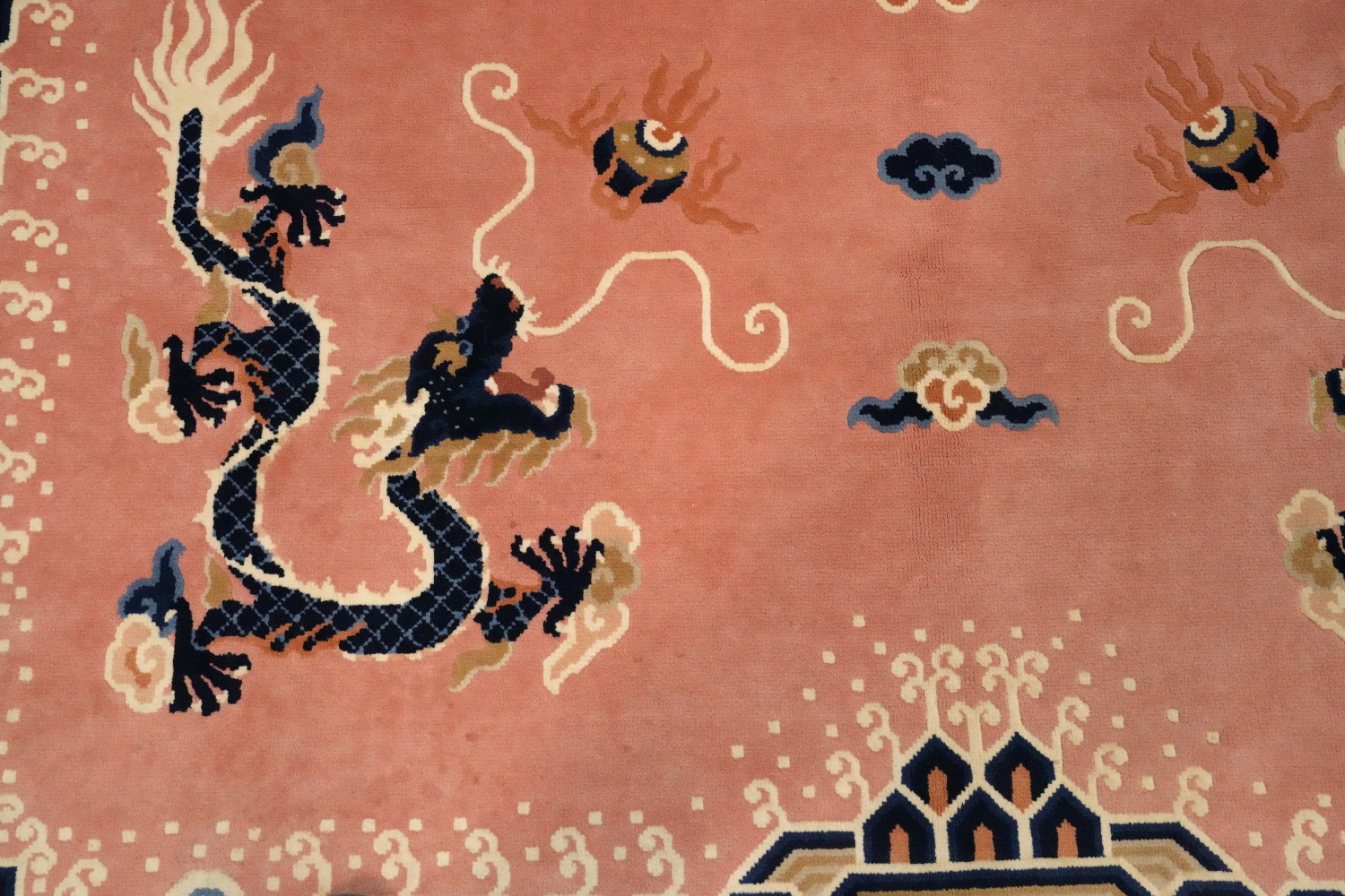 Vegetable Dye Art Deco Chinese Area Rug 8x11