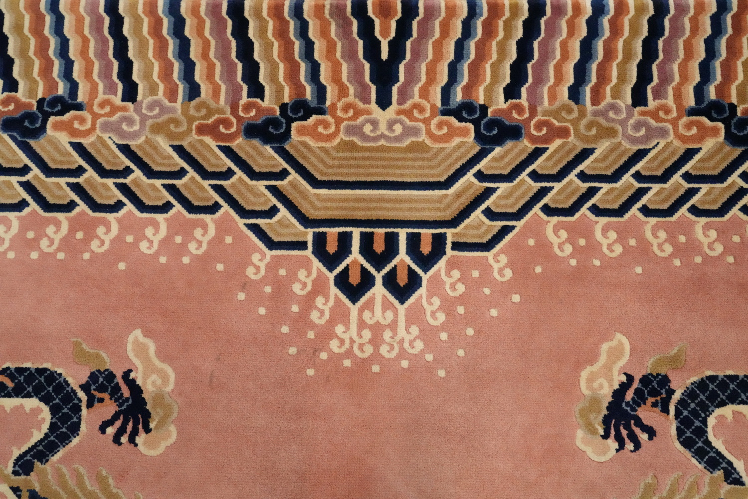 Vegetable Dye Art Deco Chinese Area Rug 8x11