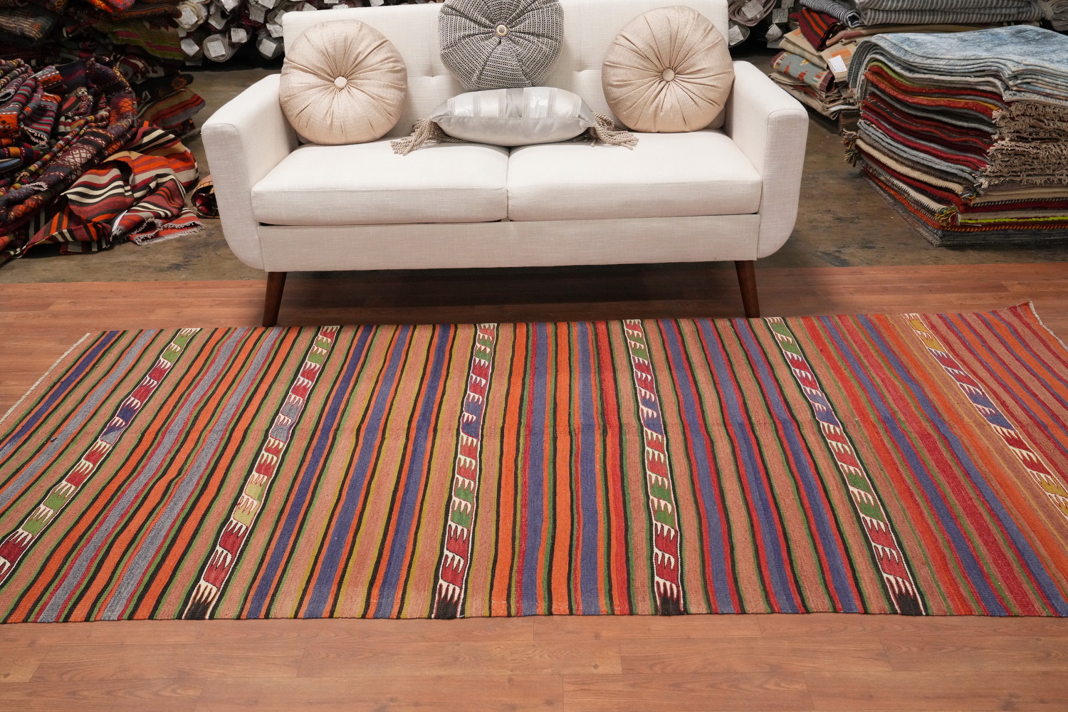 Vegetable Dye Kilim Turkish Runner Rug 4x9