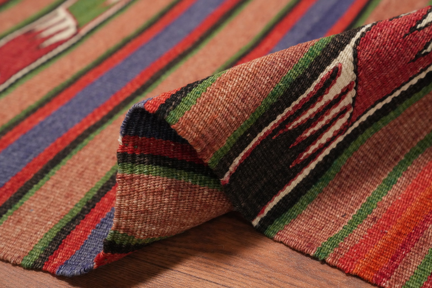 Vegetable Dye Kilim Turkish Runner Rug 4x9
