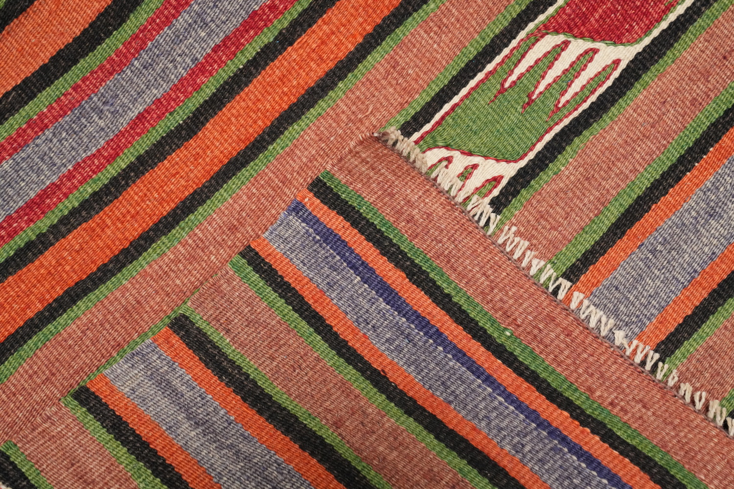 Vegetable Dye Kilim Turkish Runner Rug 4x9