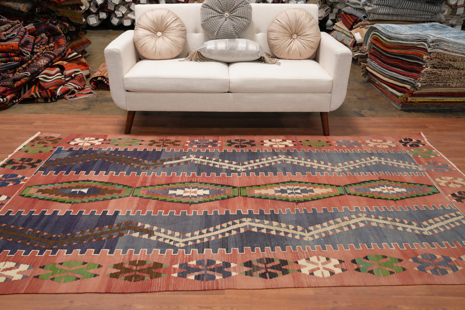 Vegetable Dye Kilim Turkish Area Rug 5x9