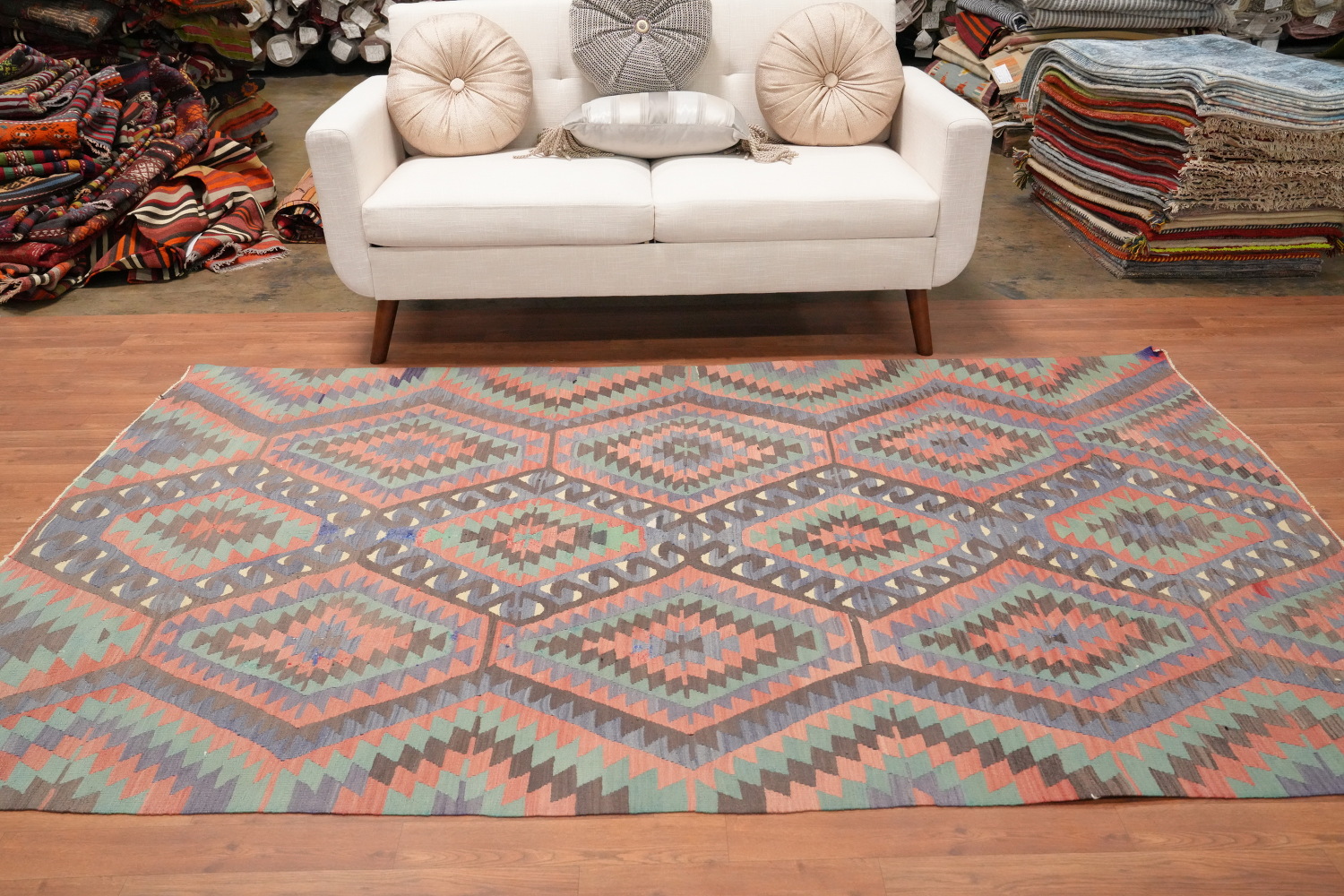 Vegetable Dye Kilim Geometric Area Rug 5x9
