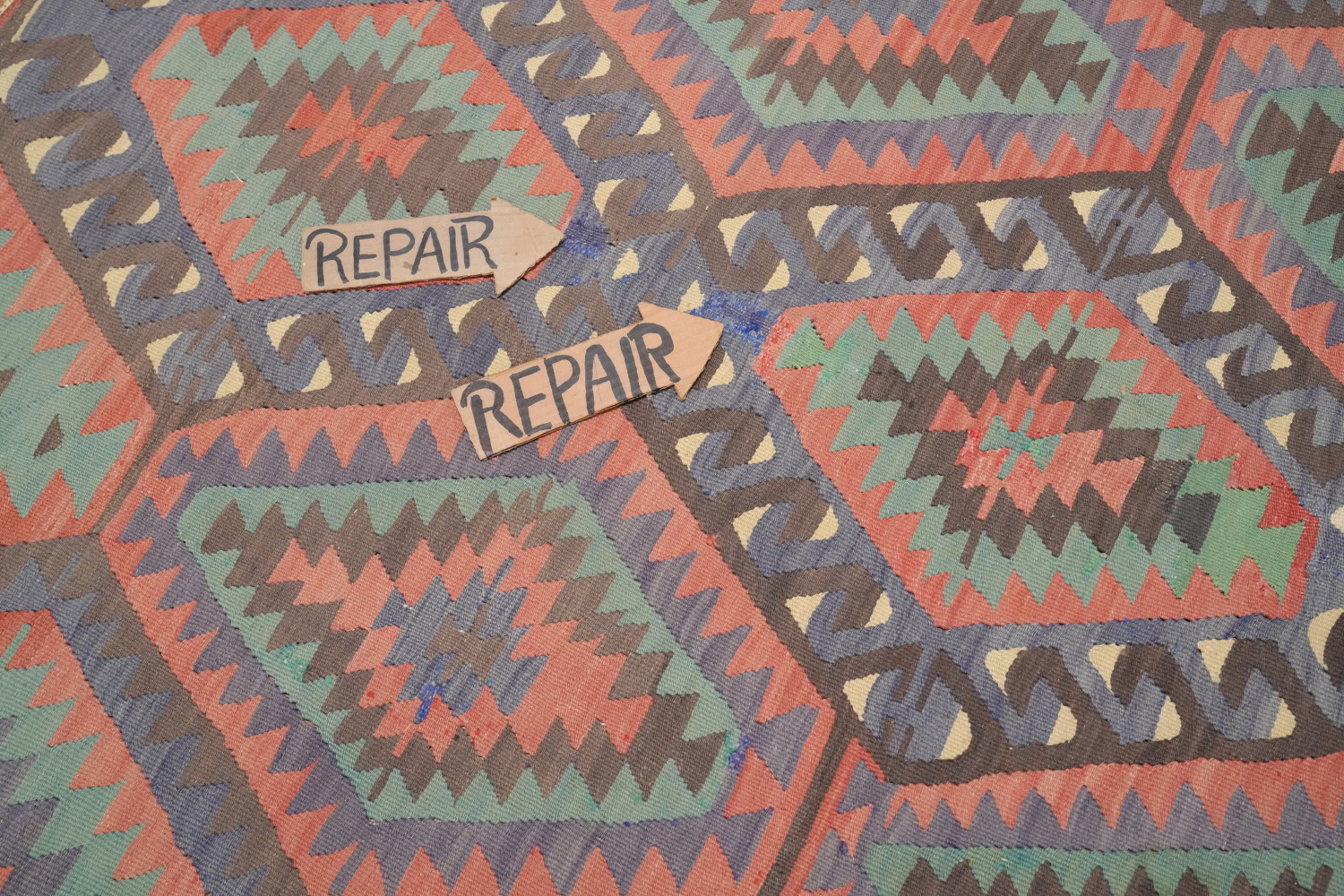 Vegetable Dye Kilim Geometric Area Rug 5x9