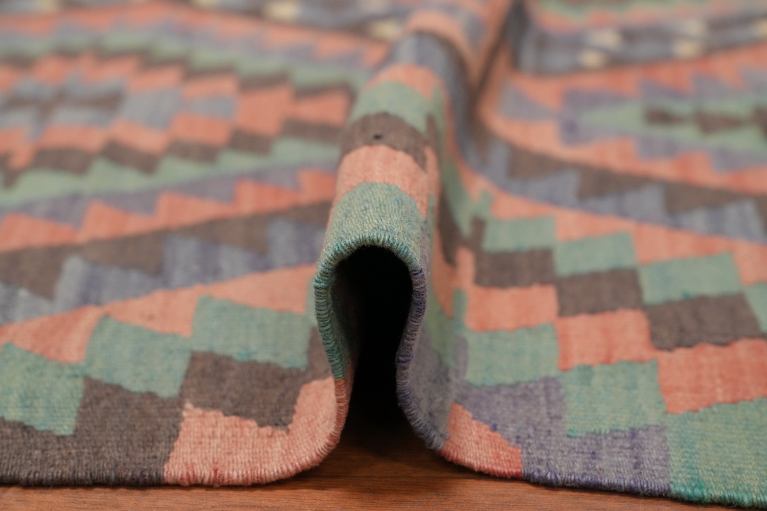 Vegetable Dye Kilim Geometric Area Rug 5x9