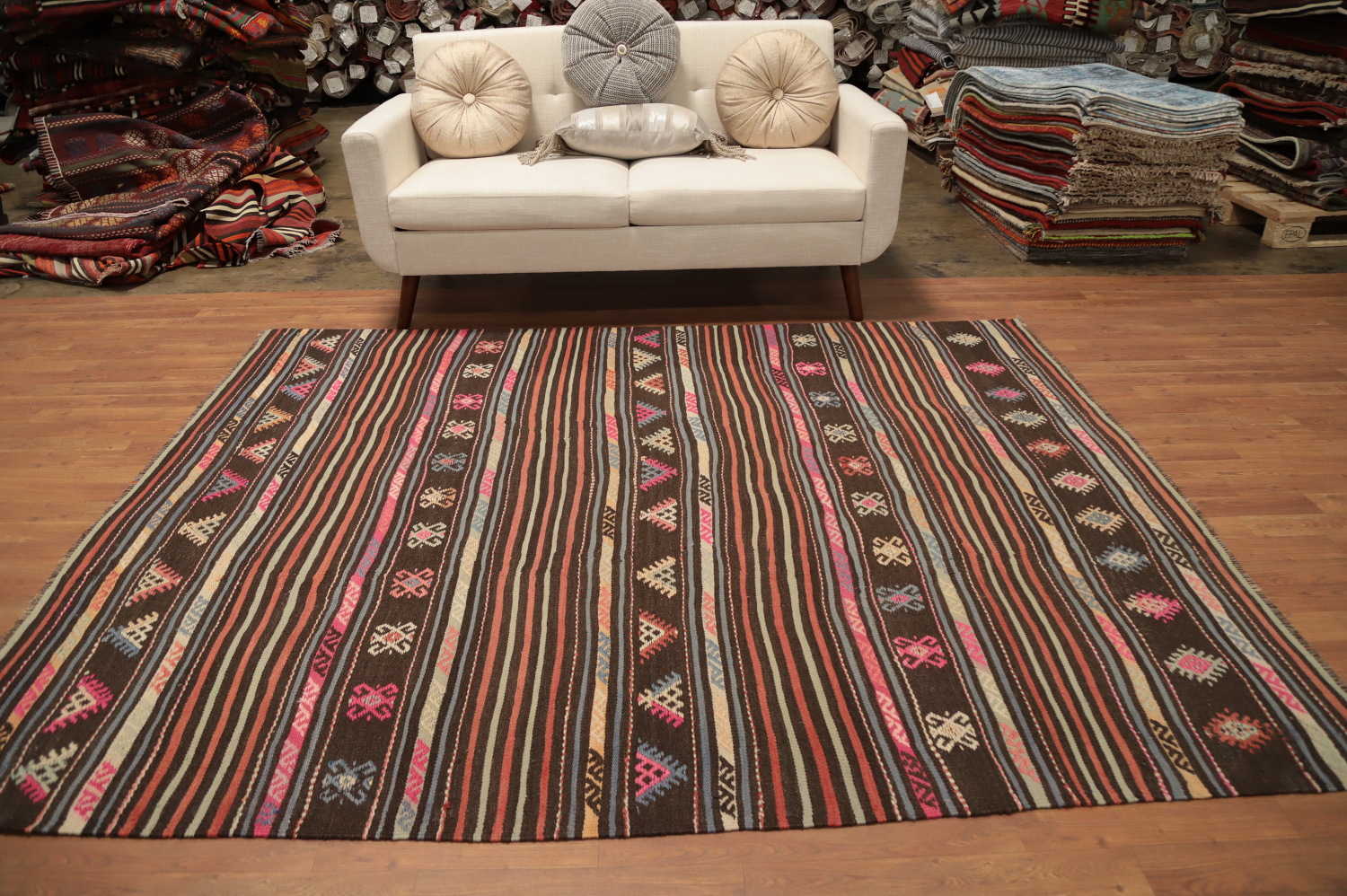 Vegetable Dye Kilim Turkish Area Rug 6x8