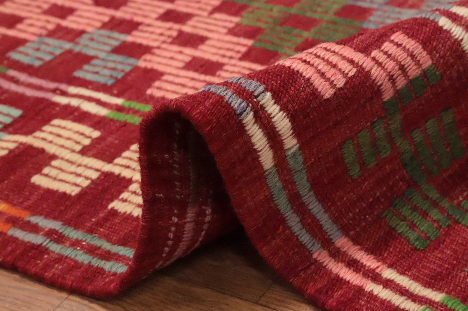 Vegetable Dye Kilim Geometric Area Rug 6x9