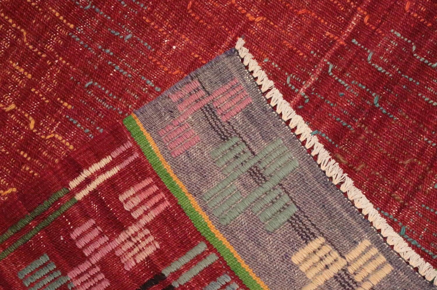 Vegetable Dye Kilim Geometric Area Rug 6x9
