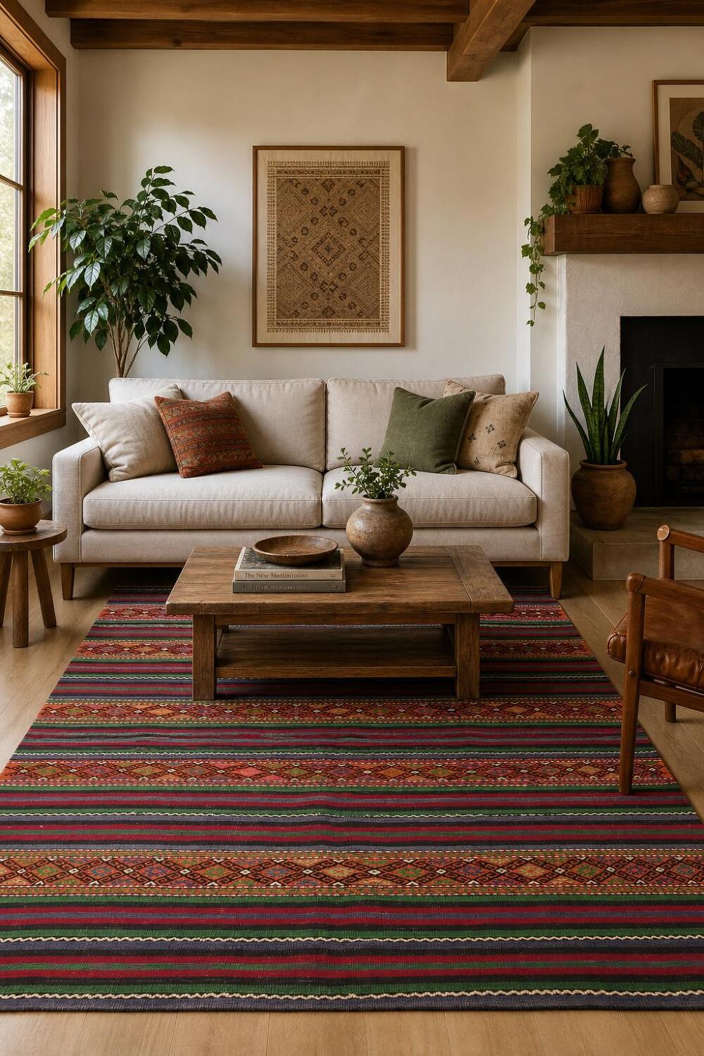 Handwoven Colorful Geometric Kilim Area Rug 6x10