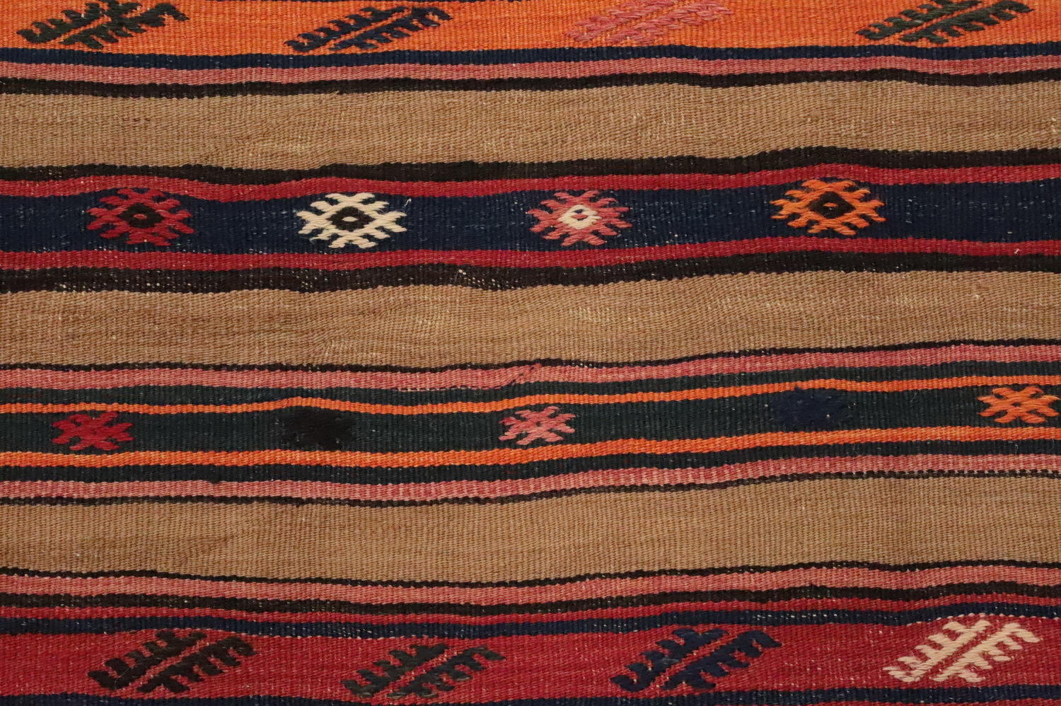 Vegetable Dye Kilim Striped Area Rug 5x8