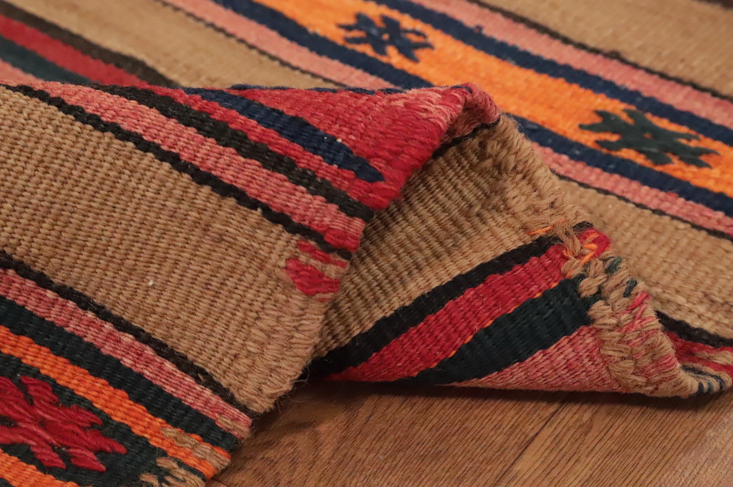 Vegetable Dye Kilim Striped Area Rug 5x8