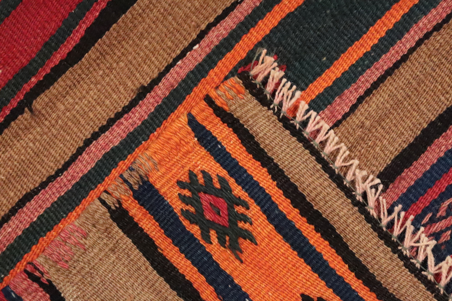 Vegetable Dye Kilim Striped Area Rug 5x8