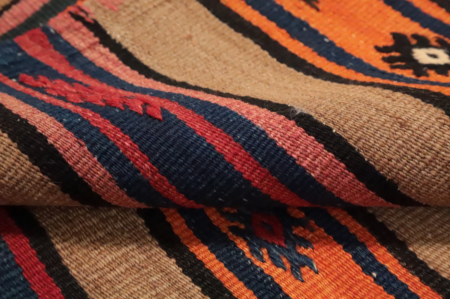 Vegetable Dye Kilim Striped Area Rug 5x8