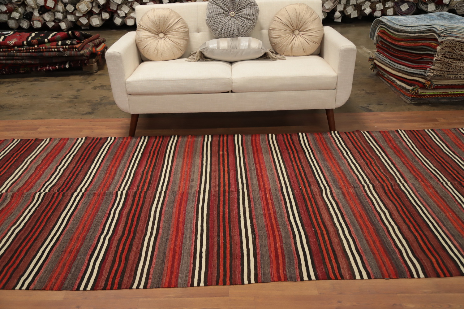 Vibrant Stripes Handwoven Wool Kilim Area Rug 5x11
