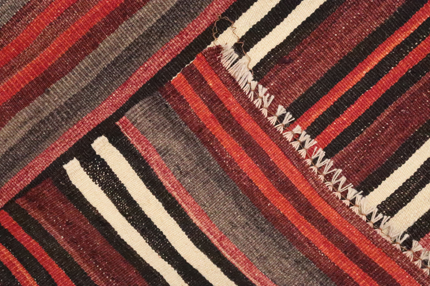 Vibrant Stripes Handwoven Wool Kilim Area Rug 5x11