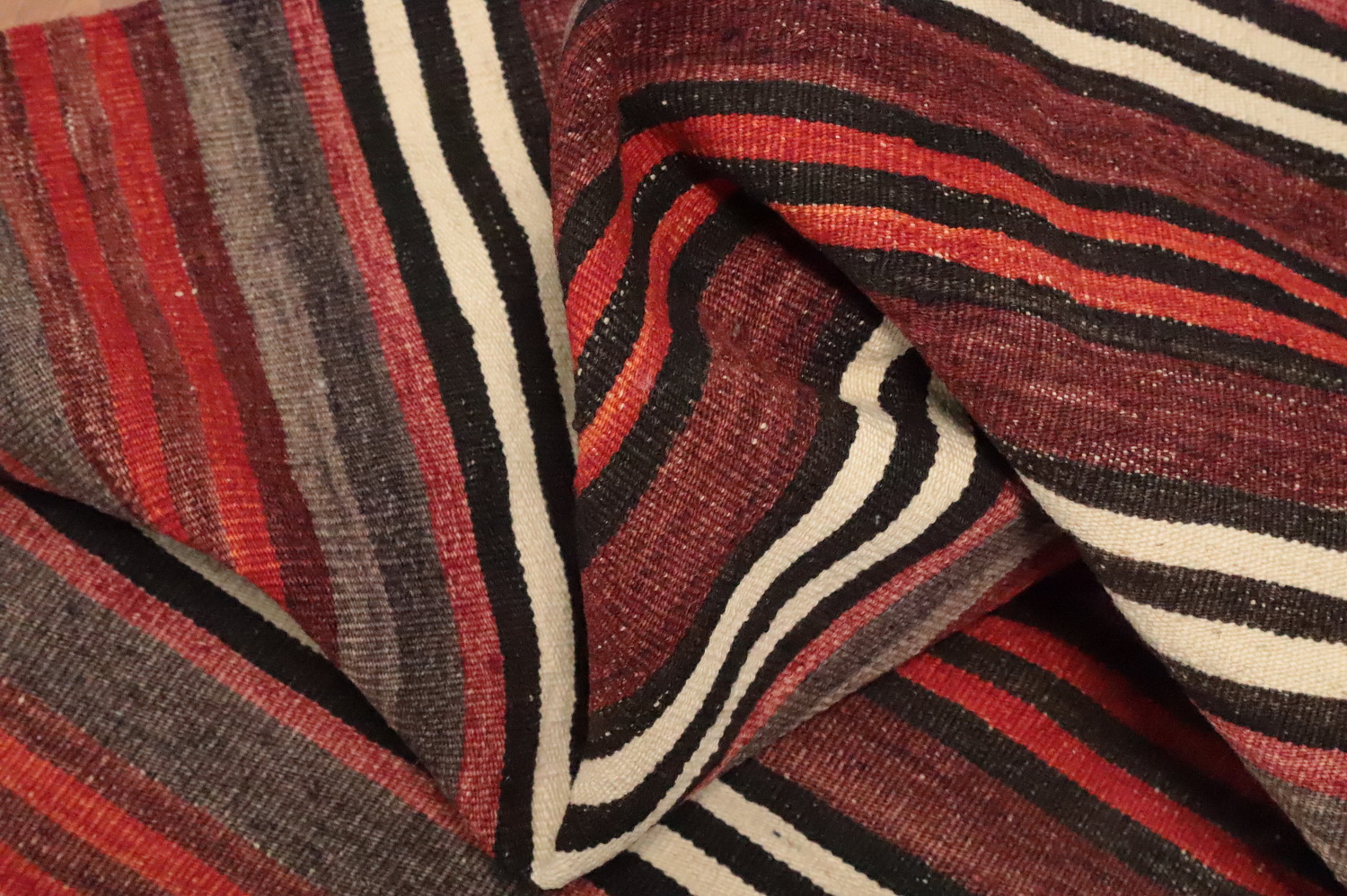 Vibrant Stripes Handwoven Wool Kilim Area Rug 5x11