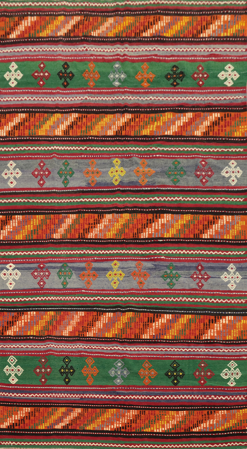 Vibrant Multicolored Tribal Kilim Area Rug 5x9 for Home Decor