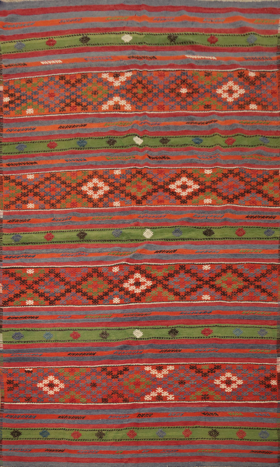 Southwestern Geometric Kilim Area Rug 6x10 with Bold Colorful Stripes