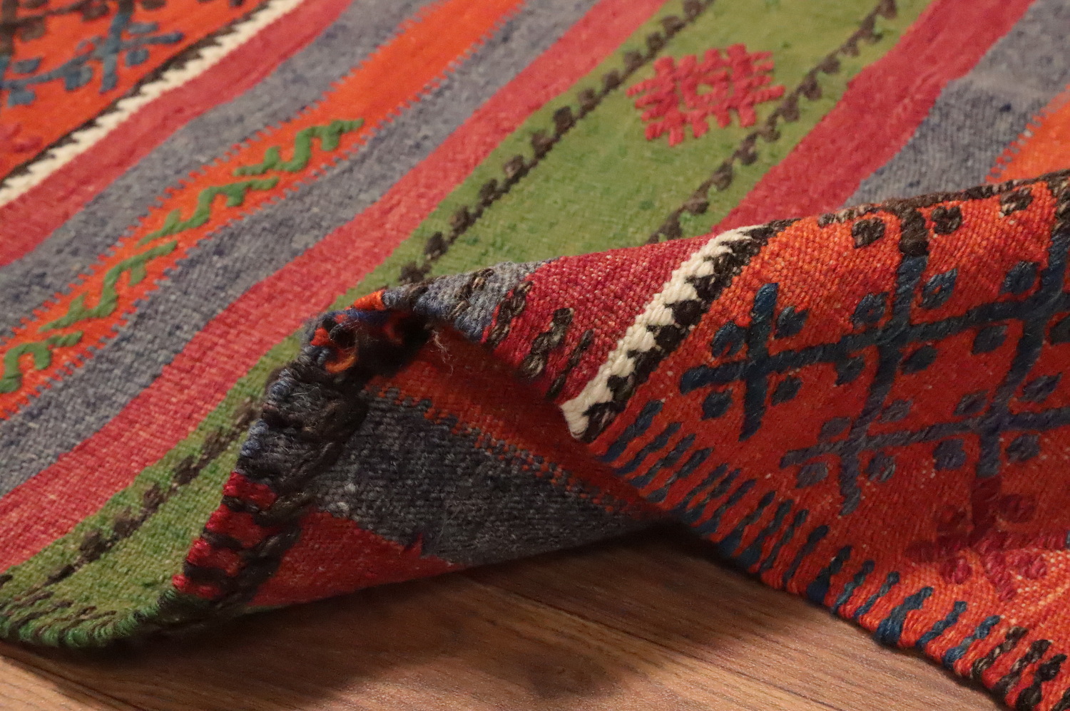 Southwestern Geometric Kilim Area Rug 6x10 with Bold Colorful Stripes