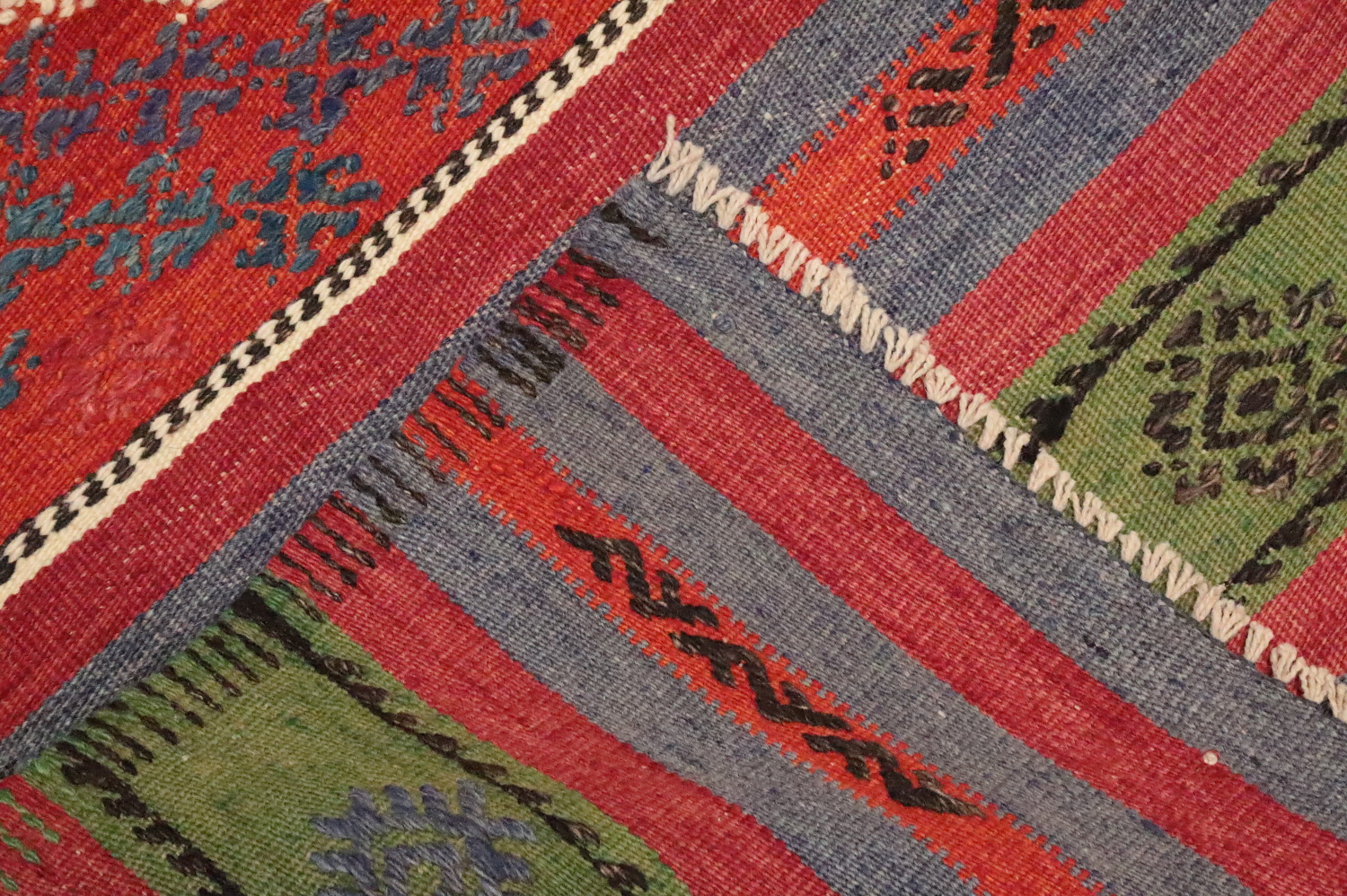 Southwestern Geometric Kilim Area Rug 6x10 with Bold Colorful Stripes