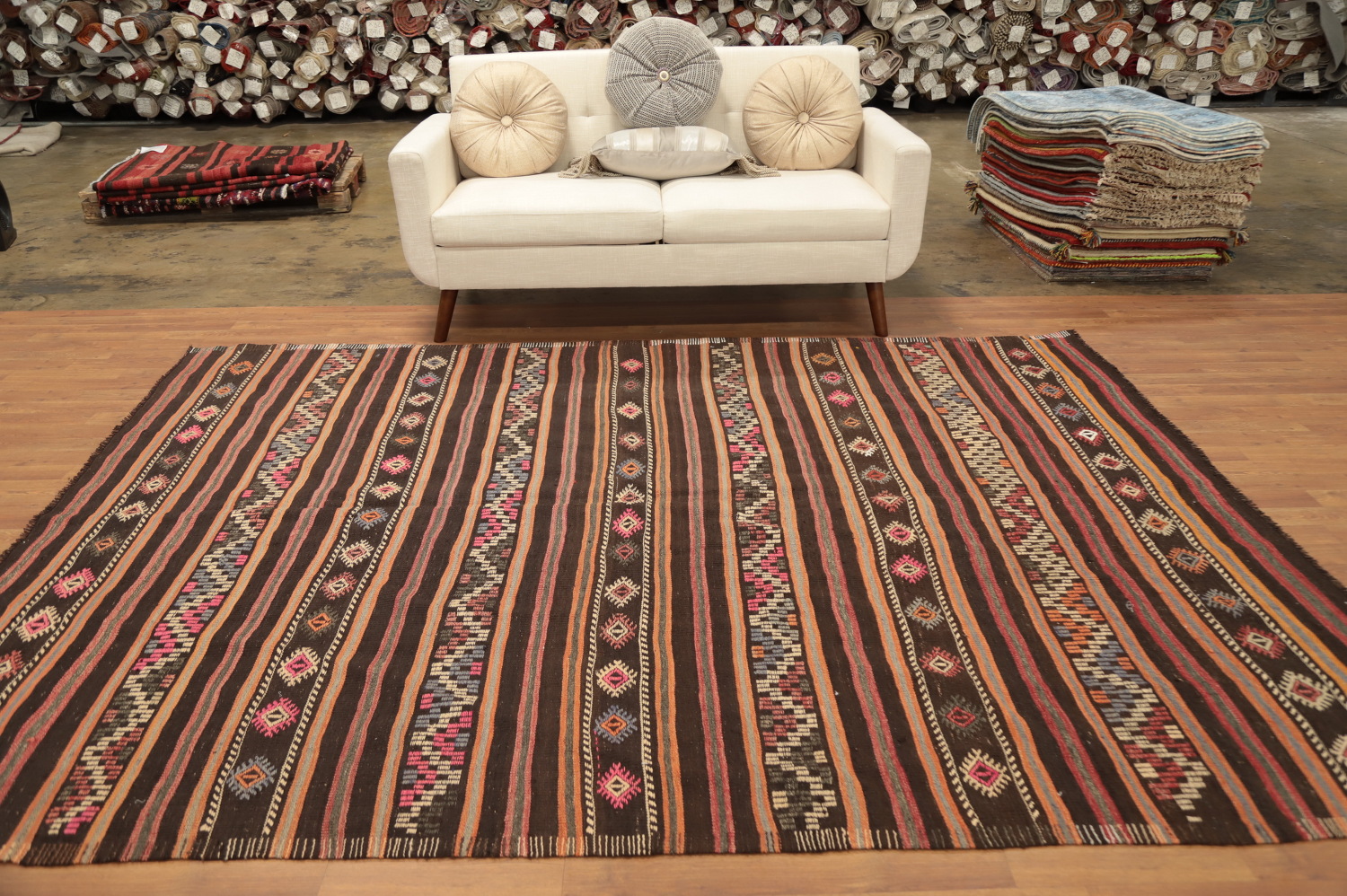 Vegetable Dye Kilim Area Rug 7x9
