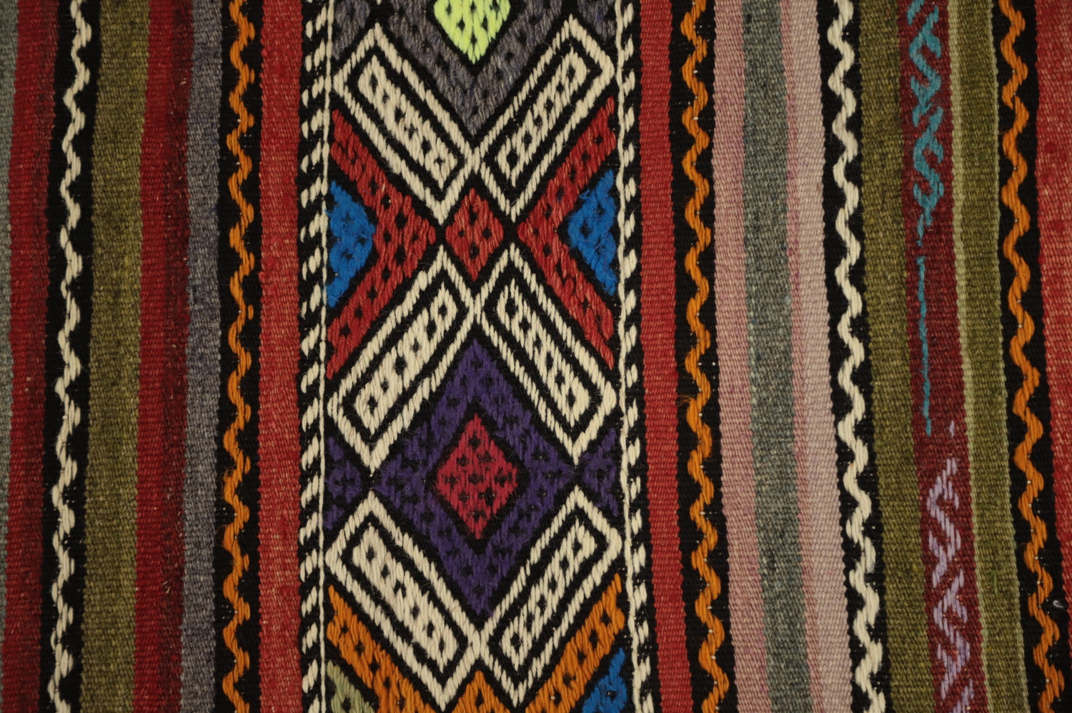Geometric Handwoven Kilim Rug 5x7 with Rich Earthy Tones