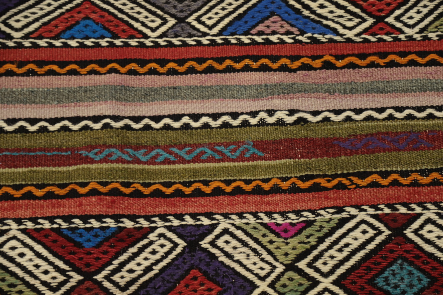 Geometric Handwoven Kilim Rug 5x7 with Rich Earthy Tones