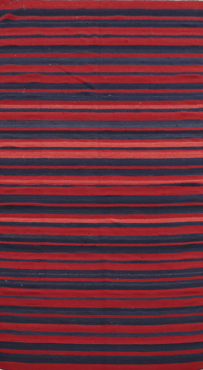 Vegetable Dye Kilim Striped Wool Area Rug 5x10