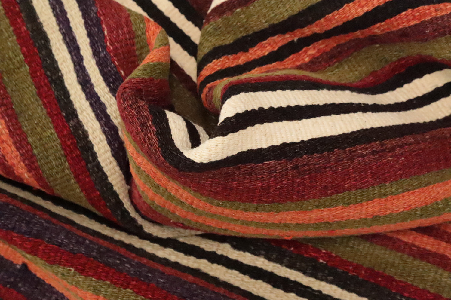 Warm Earth Tones Striped Kilim Area Rug 5x11 for Cozy Living Spaces