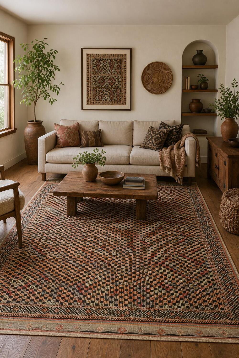 Geometric Wool Kilim Area Rug 7x10 with a Timeless Appeal