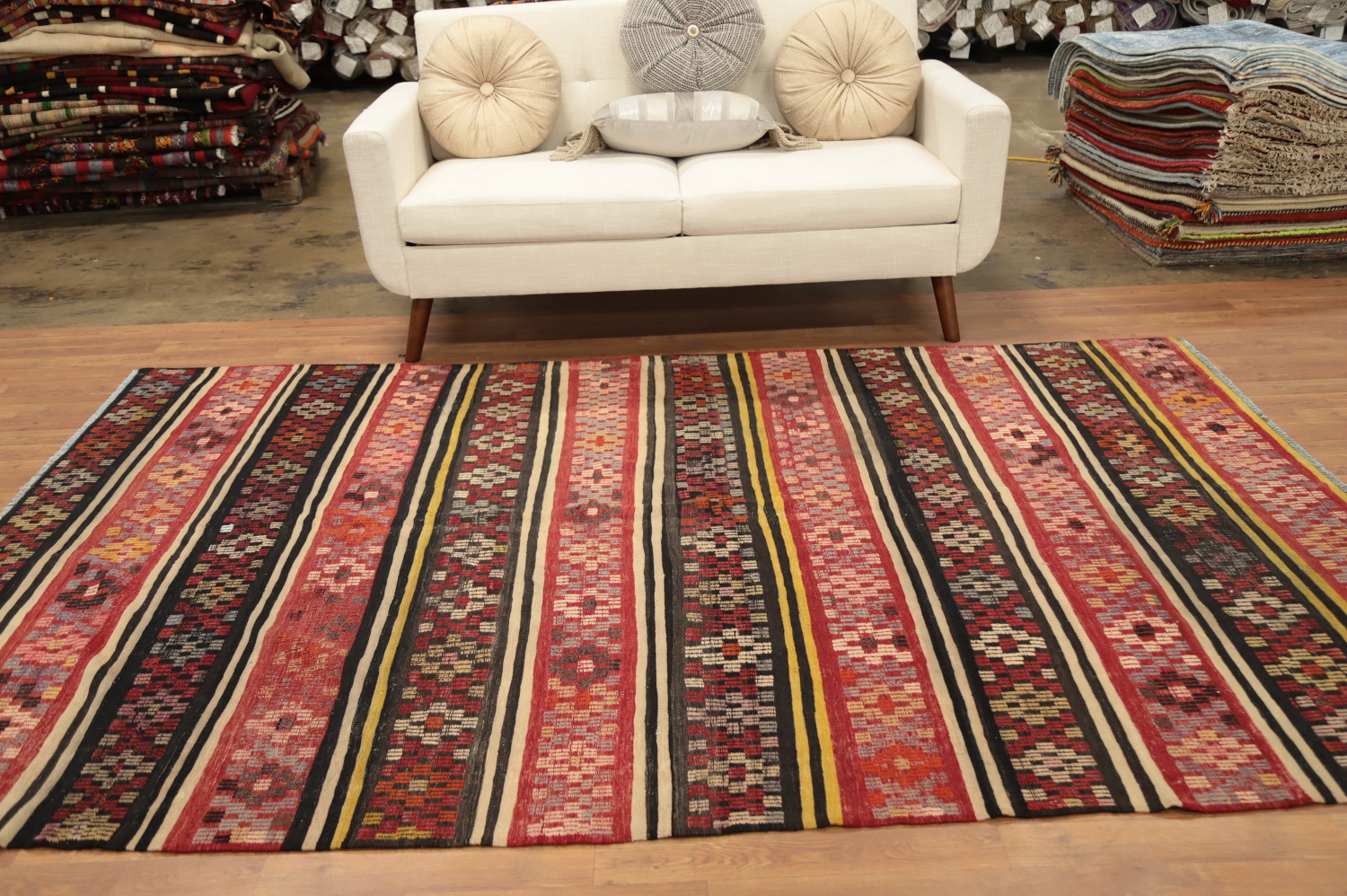 Vegetable Dye Kilim Geometric Area Rug 6x9