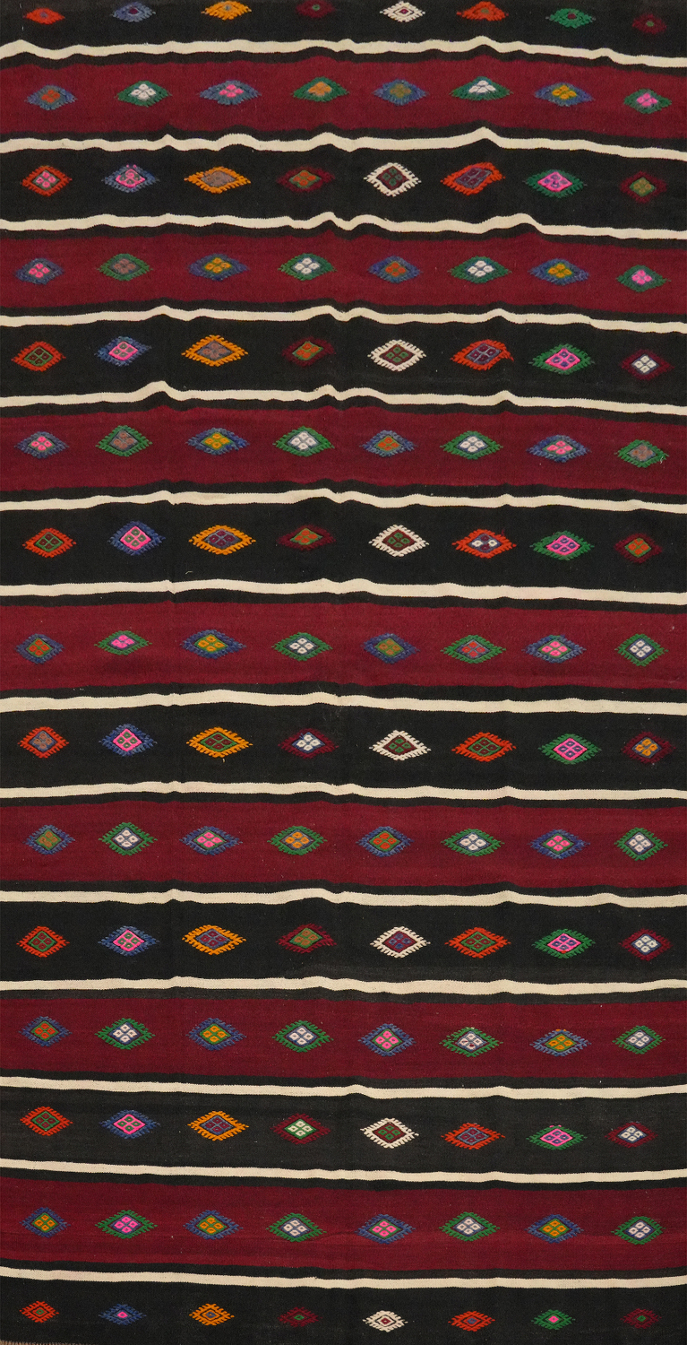 Vegetable Dye Kilim Geometric Area Rug 6x11