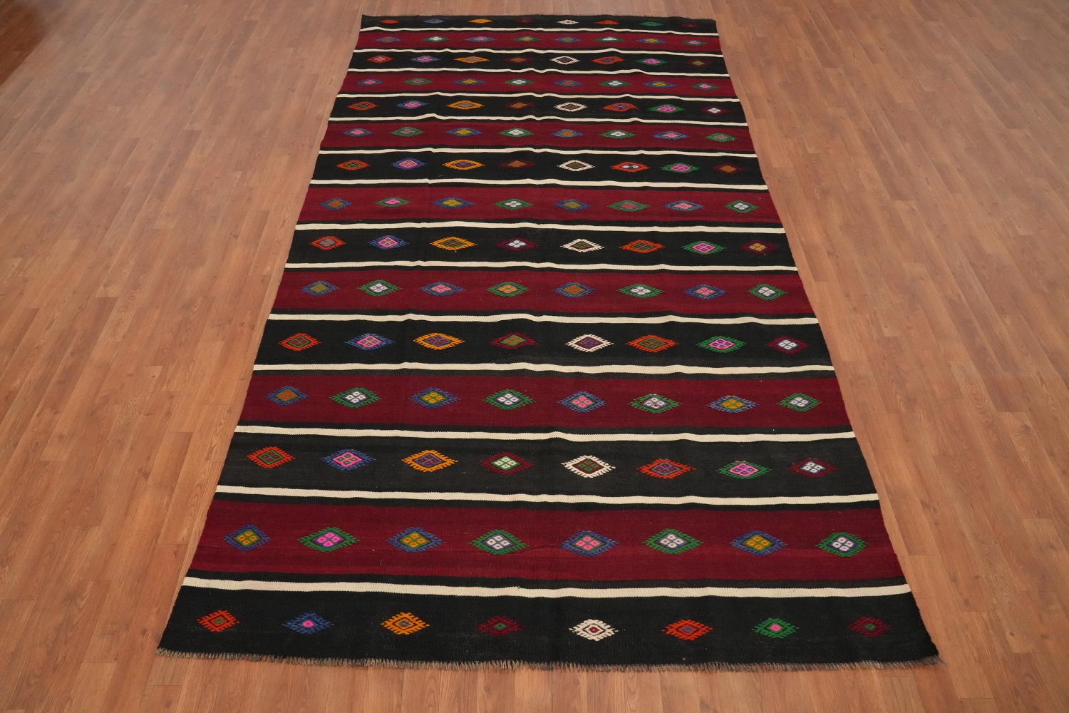 Vegetable Dye Kilim Geometric Area Rug 6x11