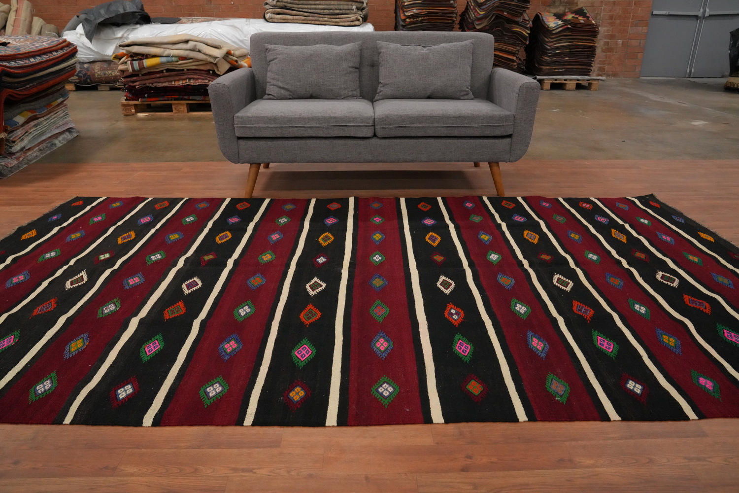 Vegetable Dye Kilim Geometric Area Rug 6x11