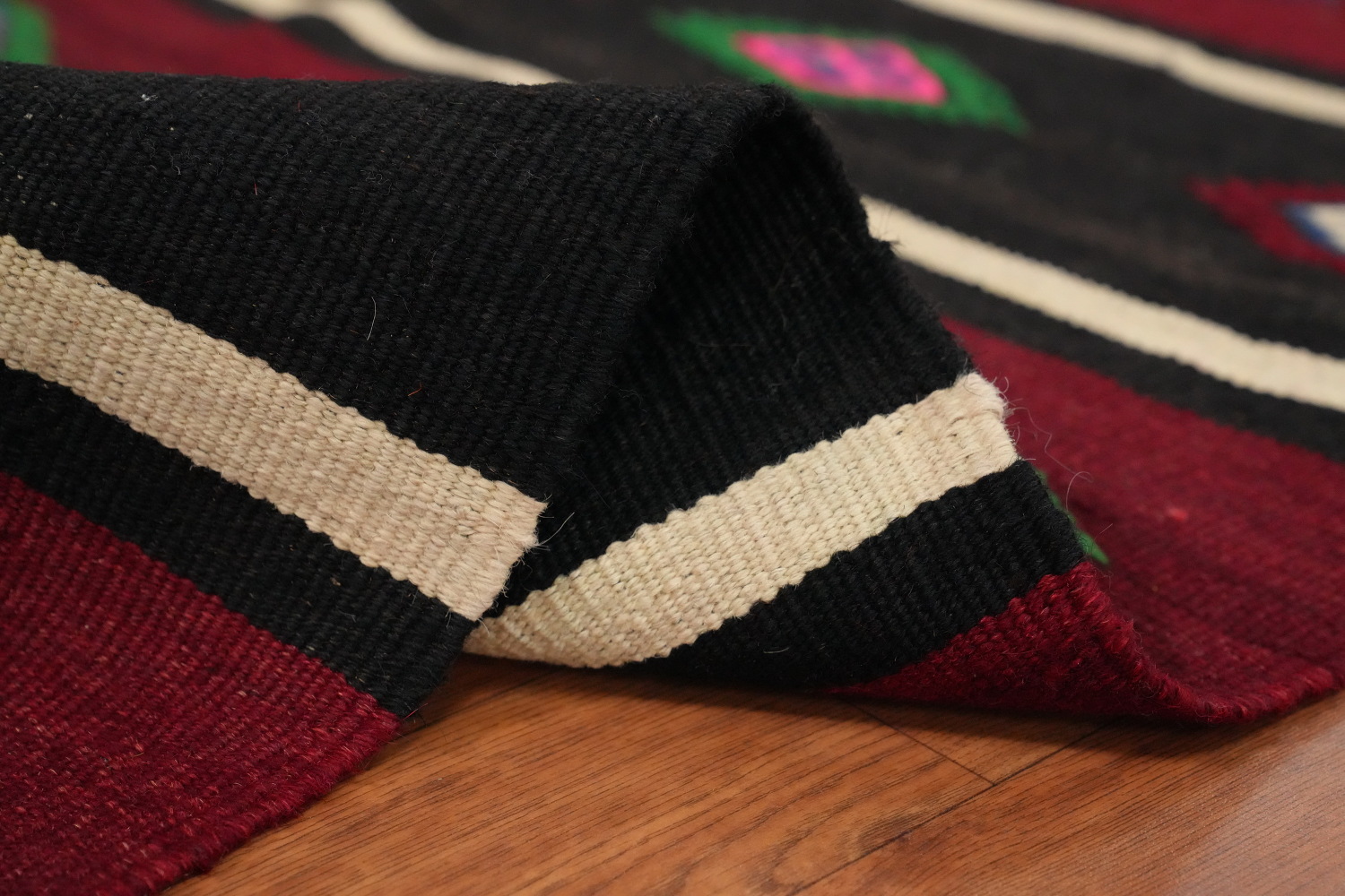 Vegetable Dye Kilim Geometric Area Rug 6x11