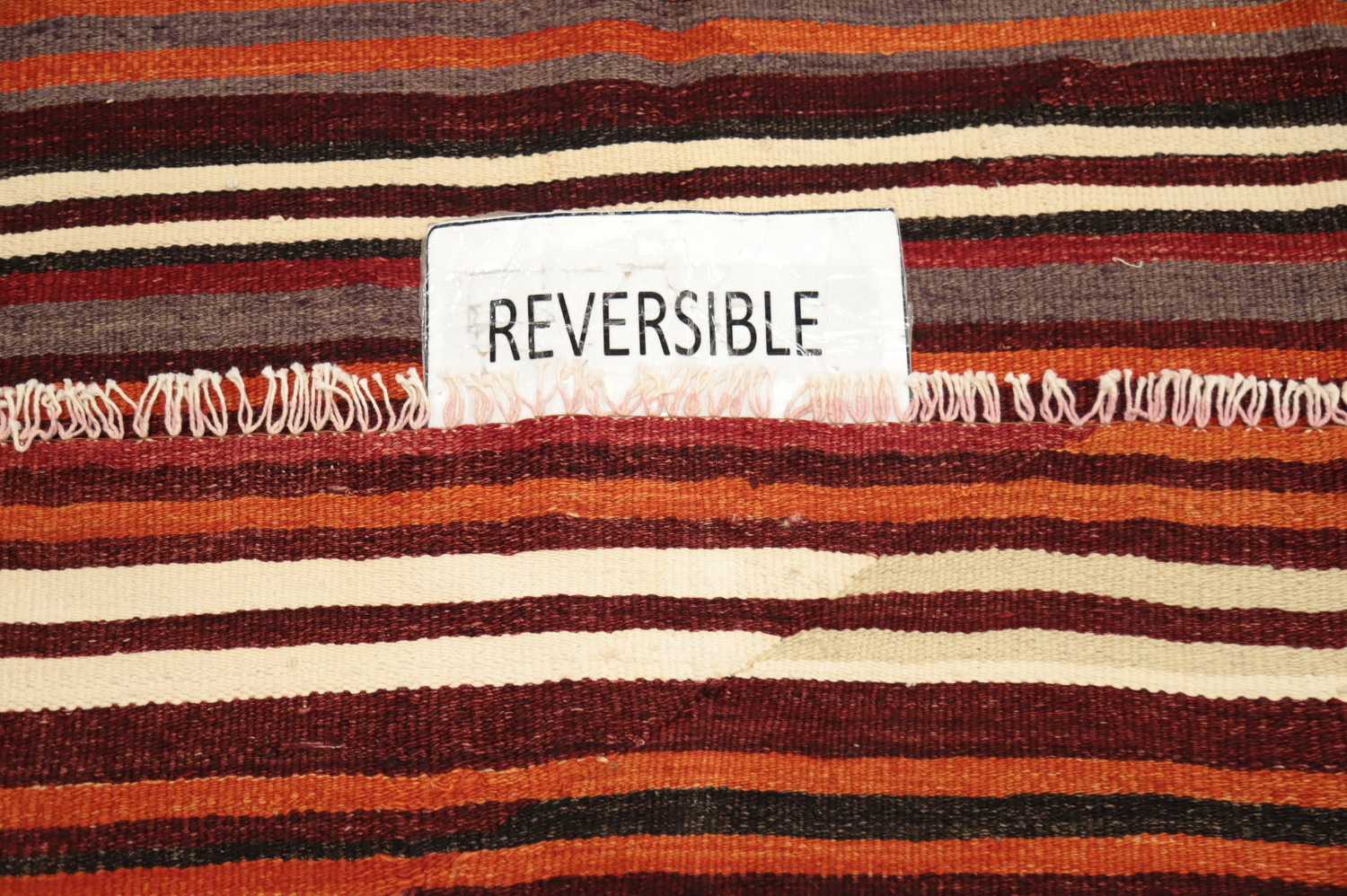 Vegetable Dye Kilim Striped Wool Area Rug 5x9