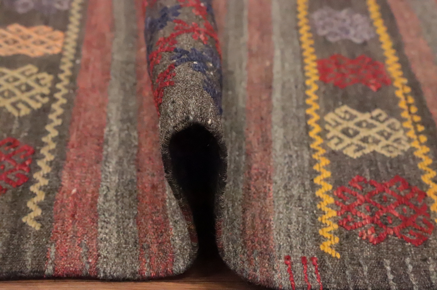 Vegetable Dye Kilim Geometric Area Rug 7x11