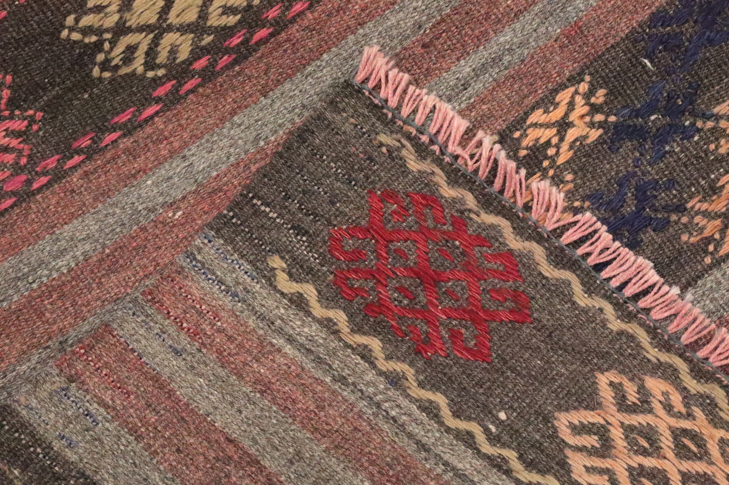 Vegetable Dye Kilim Geometric Area Rug 7x11