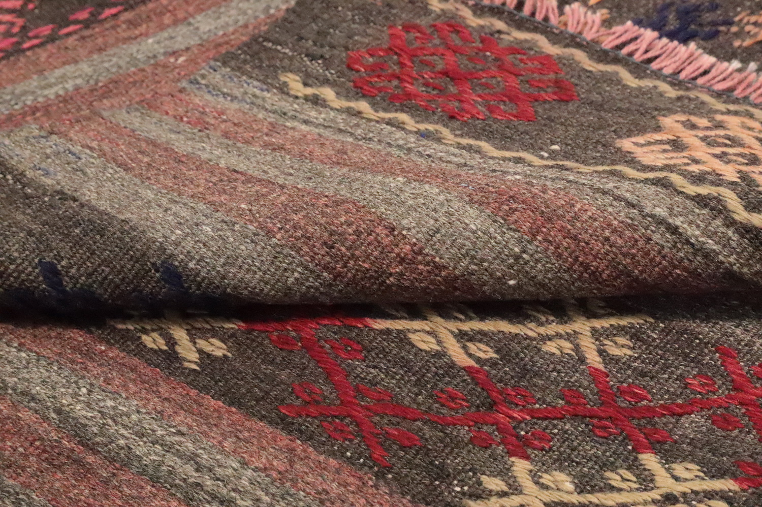 Vegetable Dye Kilim Geometric Area Rug 7x11
