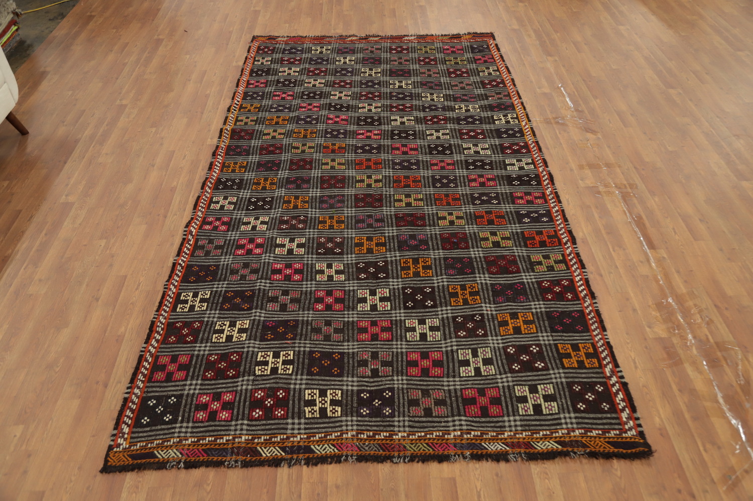 Vegetable Dye Kilim Geometric Wool Area Rug 6x11