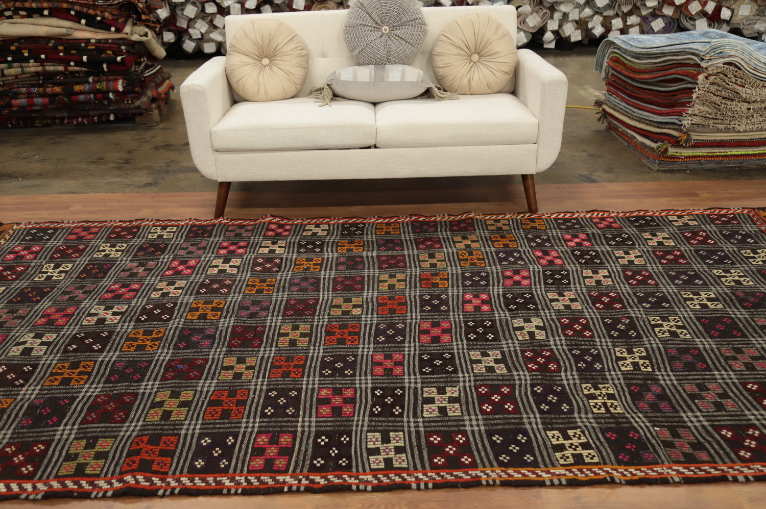 Vegetable Dye Kilim Geometric Wool Area Rug 6x11