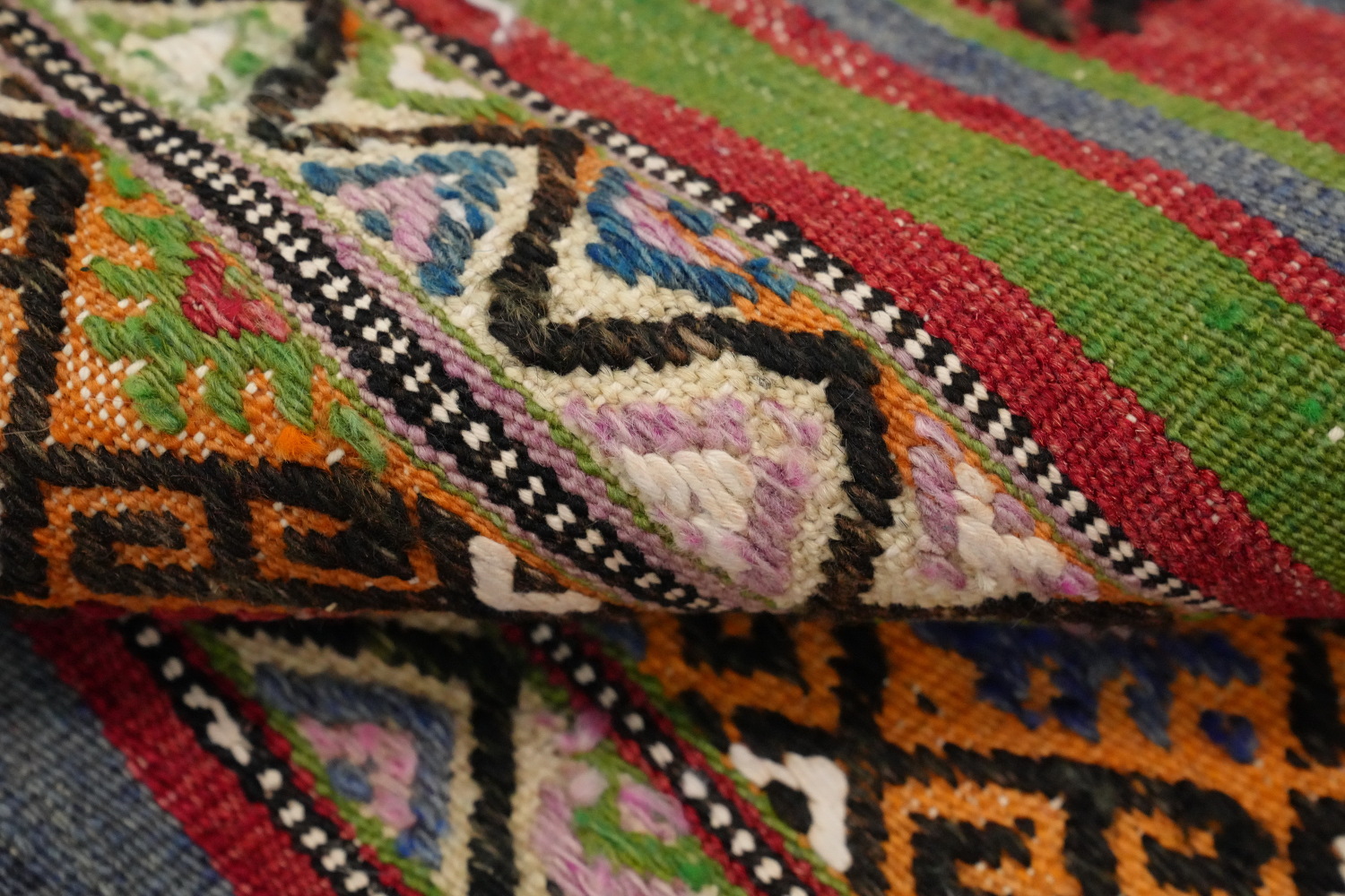 Vegetable Dye Kilim Geometric Wool Area Rug 5x8
