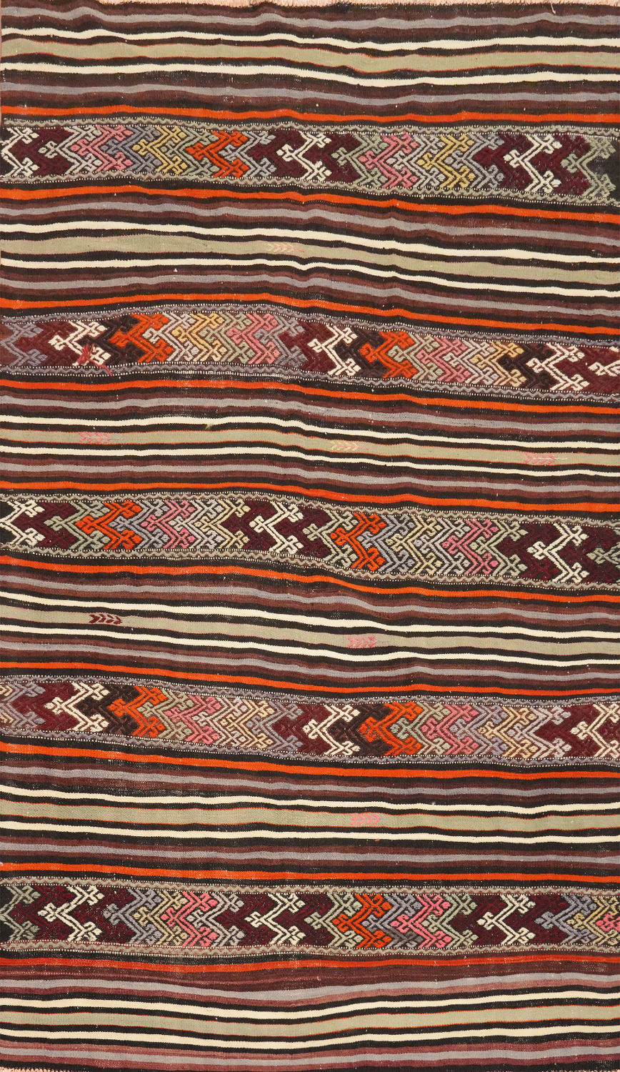 Ethnic Stripes and Bold Hues Kilim Rug 5x7